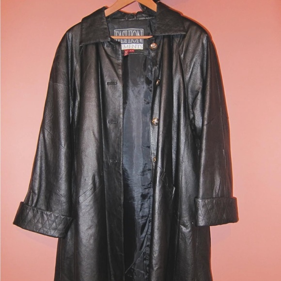 Fashion Elements Jackets & Blazers - Elegant Black Leather Coat with Gold Accents